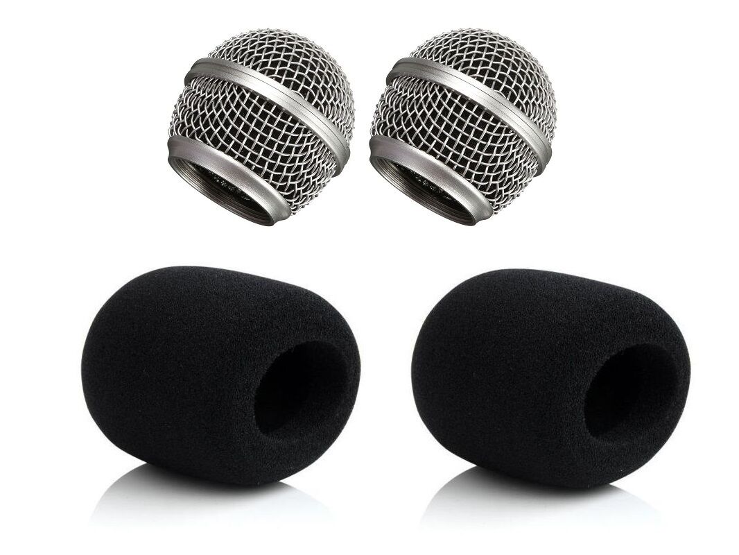 Ball Head Microphone Grille Grilles Clips Sponge & 2 external Windscreen 2 PCS