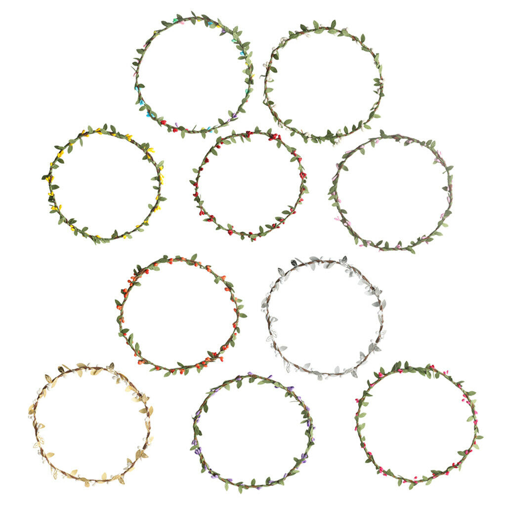 Bohemian Flower Leaves Garland Forehead Hair Band Beach Wreath  Pink