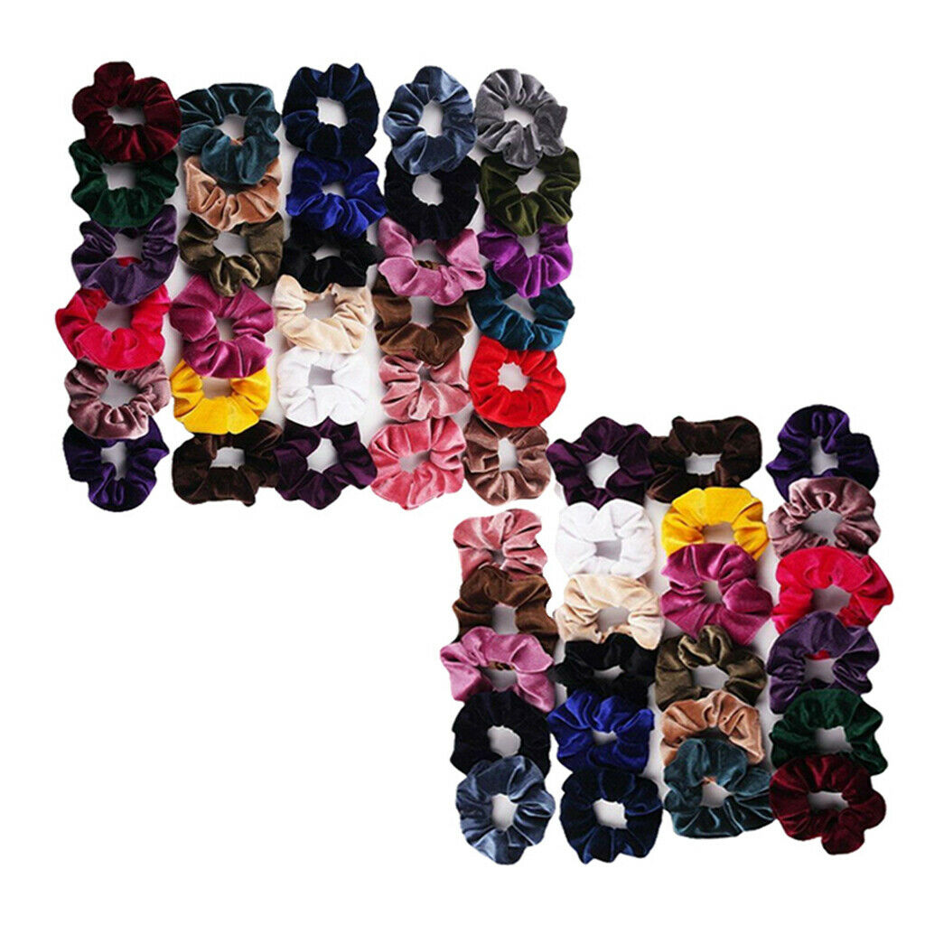 53x Colorful Hair Scrunchies Hair Band Lady Soft Bobble Hair Ties Ropes