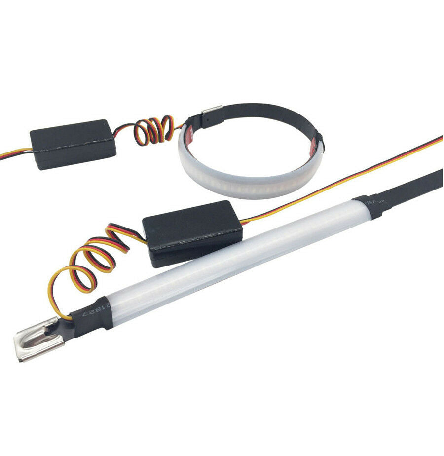 2pc Universal Motorcycle Fork Turn Signals+DRL Light Lamp Amber White LED Strips