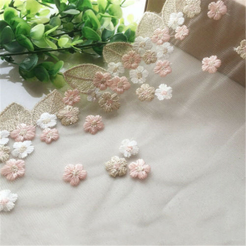 Lucia crafts 1y/lot 18cm Embroidered Golden thread Net cloth Lace Fabric Trim DD