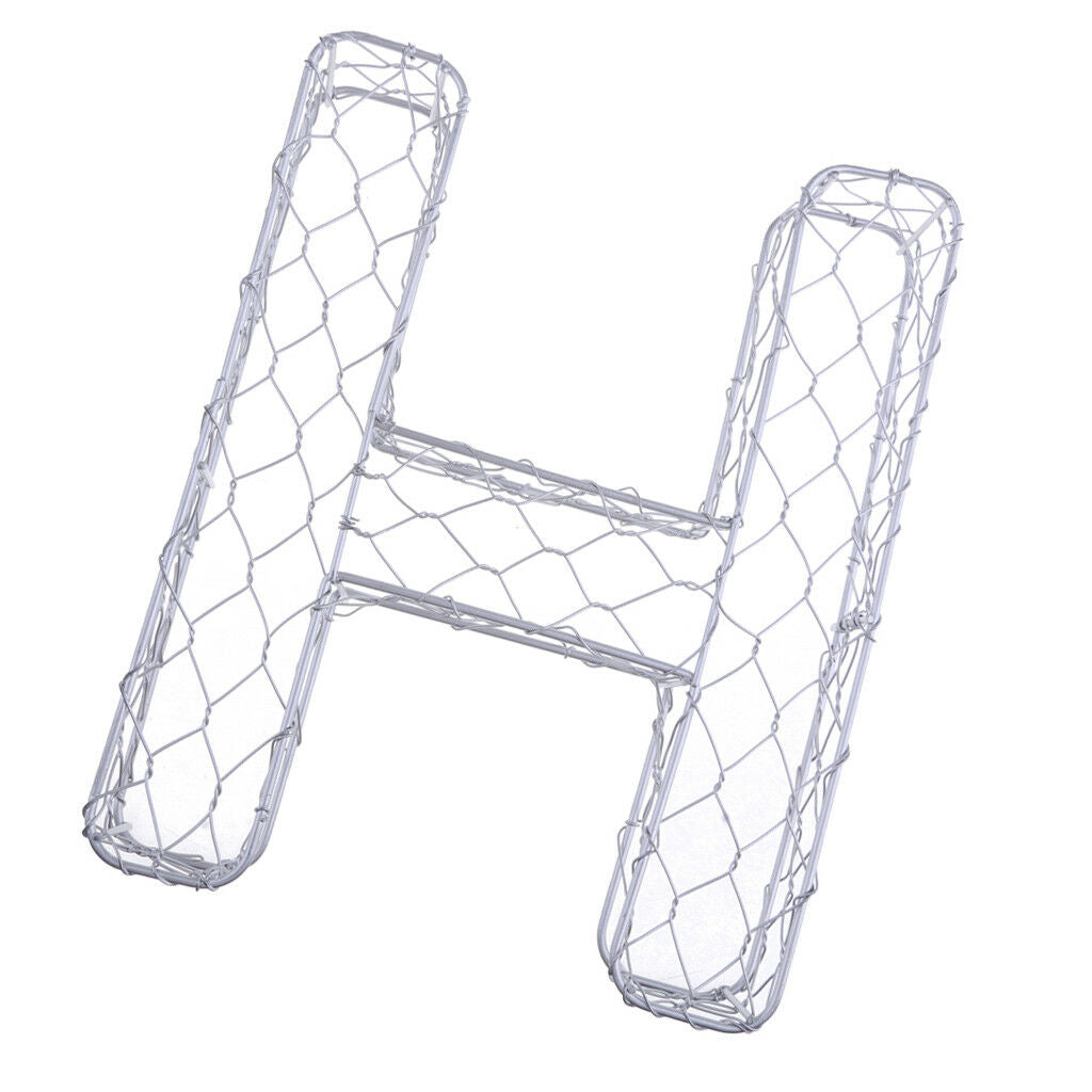 Letter Style Wall Art Metal Iron Frame Wire Wreath Metal Planter Craft DIY H