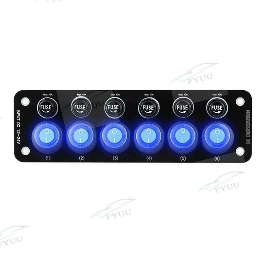 Multi Port Sockets 6Position Electronic On/Off PC Power Button 12V Toggle Switch