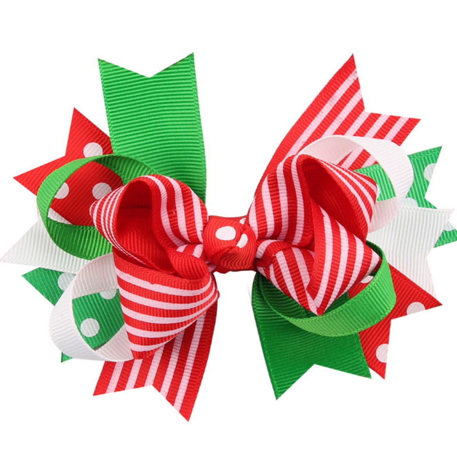 9Pcs x Girl Hair Bows Clip Girl Christmas Holiday Snowflake Ribbon Hairpin Gifts