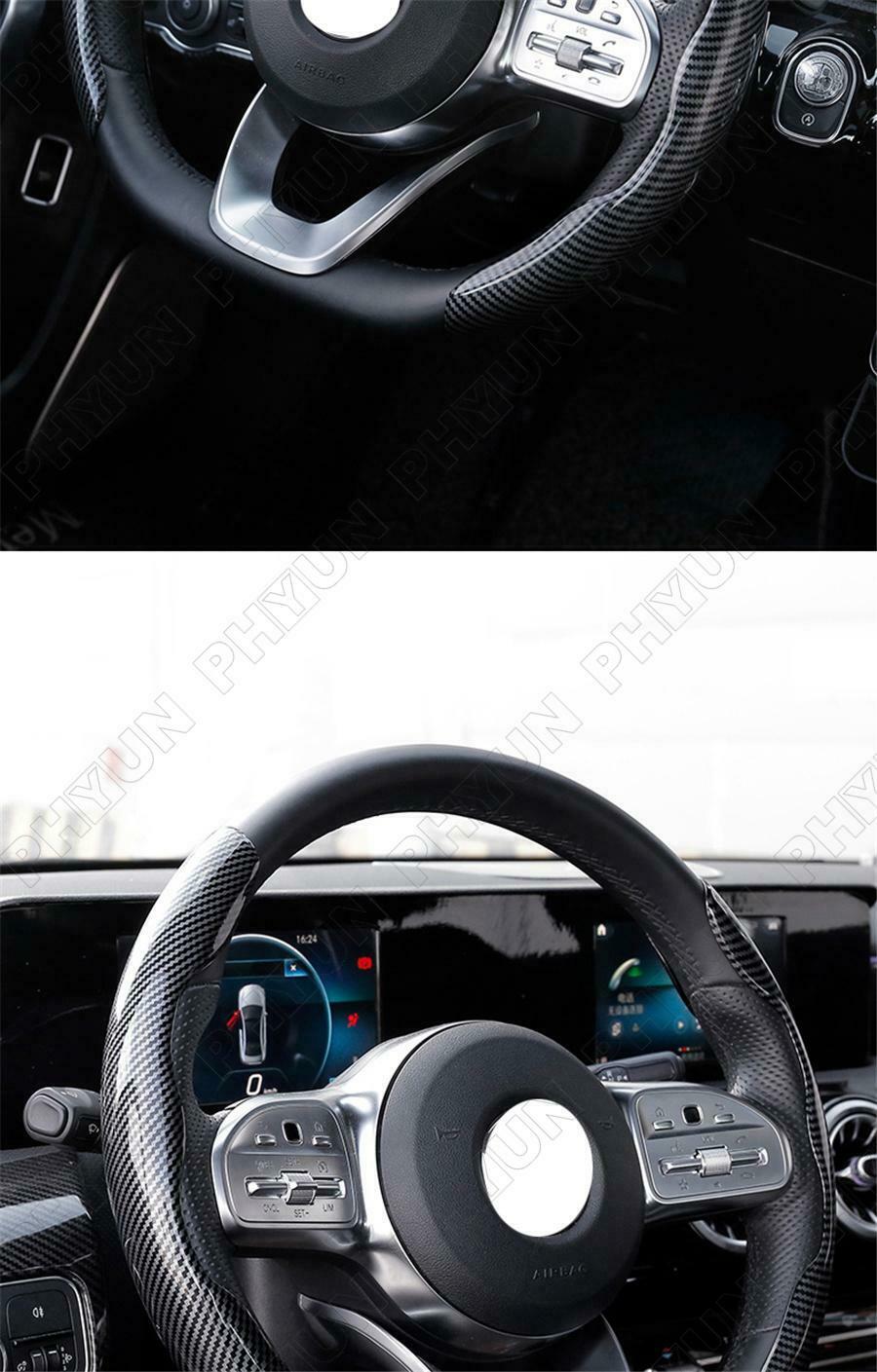 37cm-38cm Universal Carbon Fiber Style Non-Slip Car Steering Wheel Booster Cover