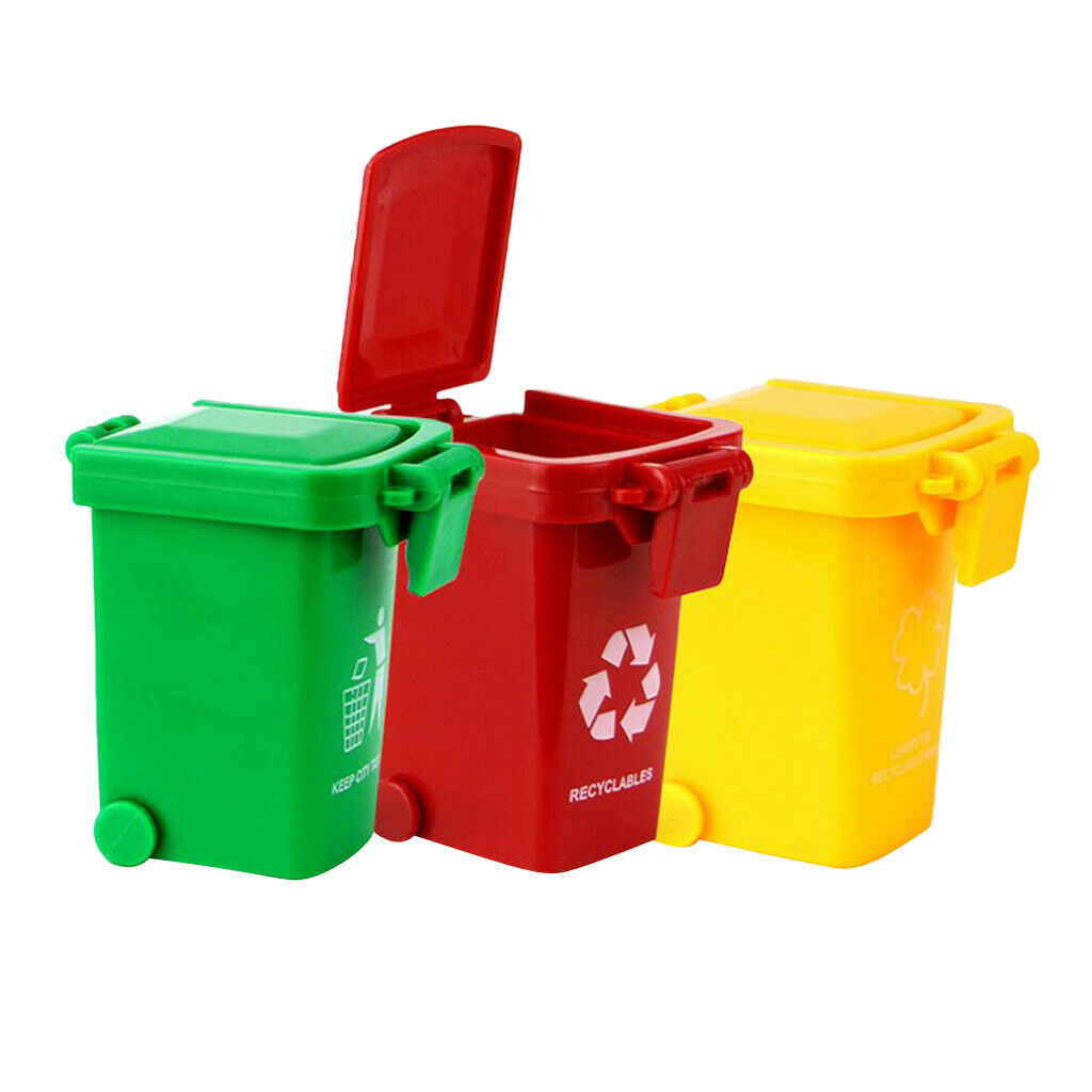 3x Kids Toys Push Vehicles Garbage Cans Mini Truck Trash Cans