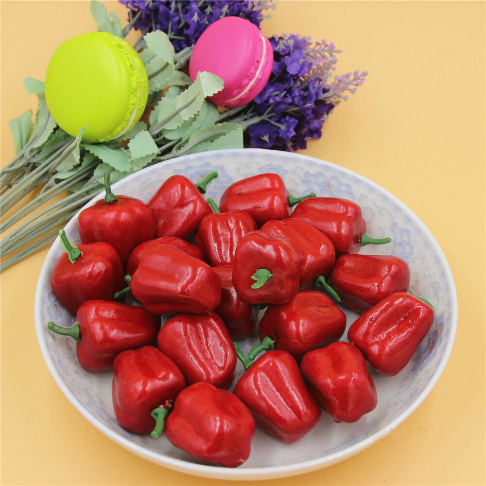 Artificial Vegetables 50 pcs Hot Red Bell Pepper Miniatures Crafts Decorations