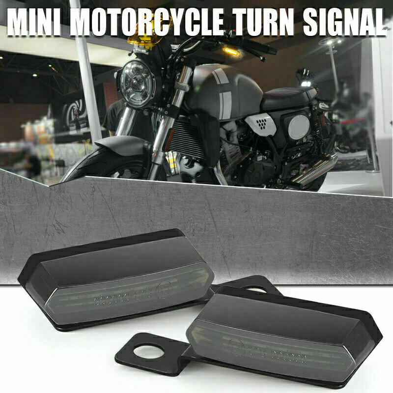 2x Mini LED Motorcycle Turn Signal Indicator Flasher Amber Blinker Light Lamp