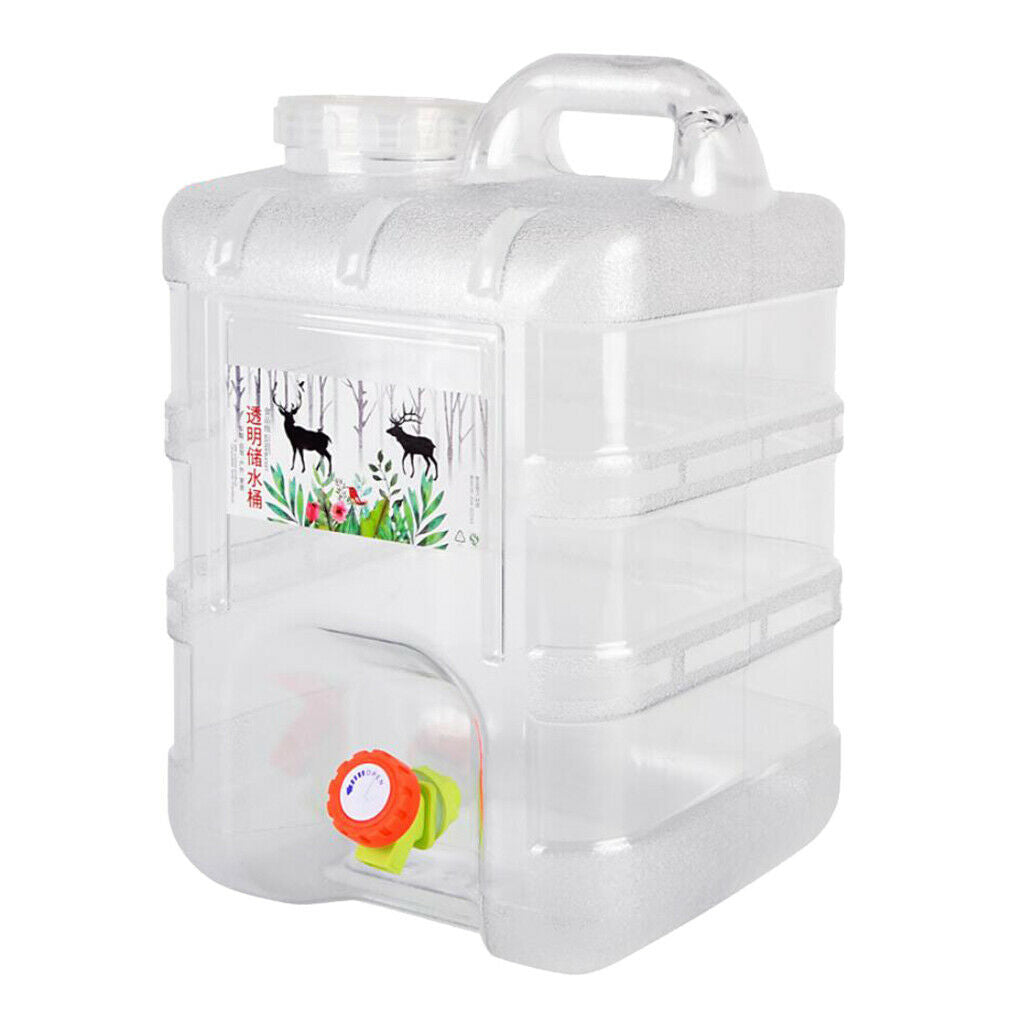 15L Outdoor Camping Car Water Carrier Container w/ Water-tap & 10cm Opening