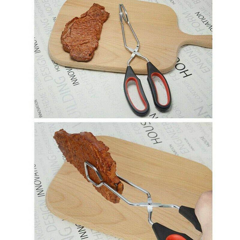 Food Tongs Heavy Duty Stainless Steel Kitchen Kitchen BBQ Handle Non-Slip.l8