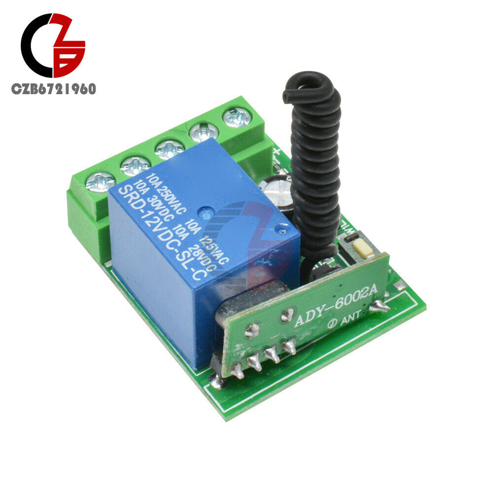 2PCS 1 Channel Receiver Wireless Relay Remote Control Switch Module  12V 433MHZ