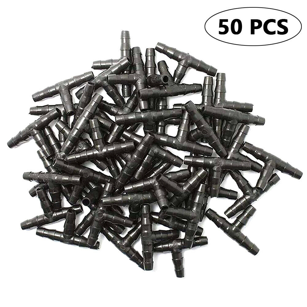 50X irrigation 4/7 mm Tee Connector 1/4 Inch Hose Garden Lawn Watering^Connector