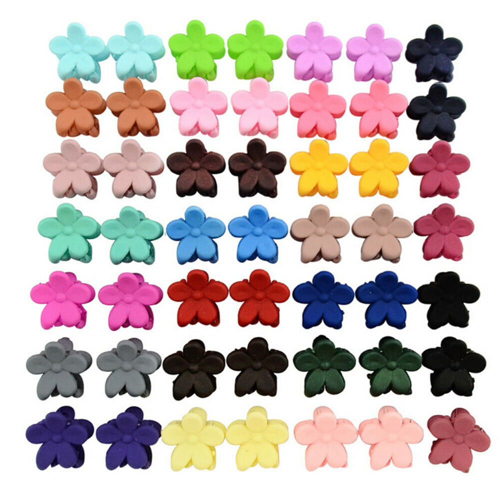 50 PCS Kids Baby Plastic Girls Hairpins Mini Claw Hair Clips Clamp Flower_DD