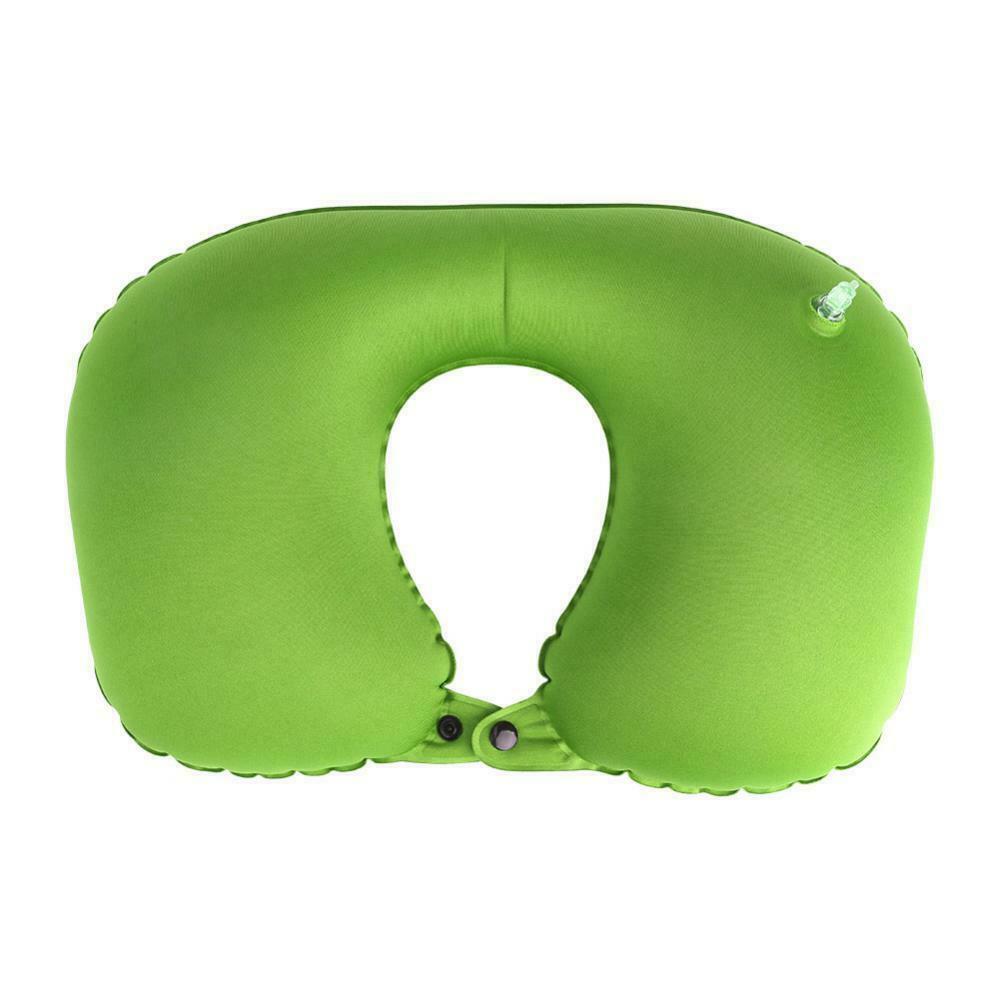Inflatable Travel Pillow U Shaped Neck Pillow  for Car Trains Airplane green