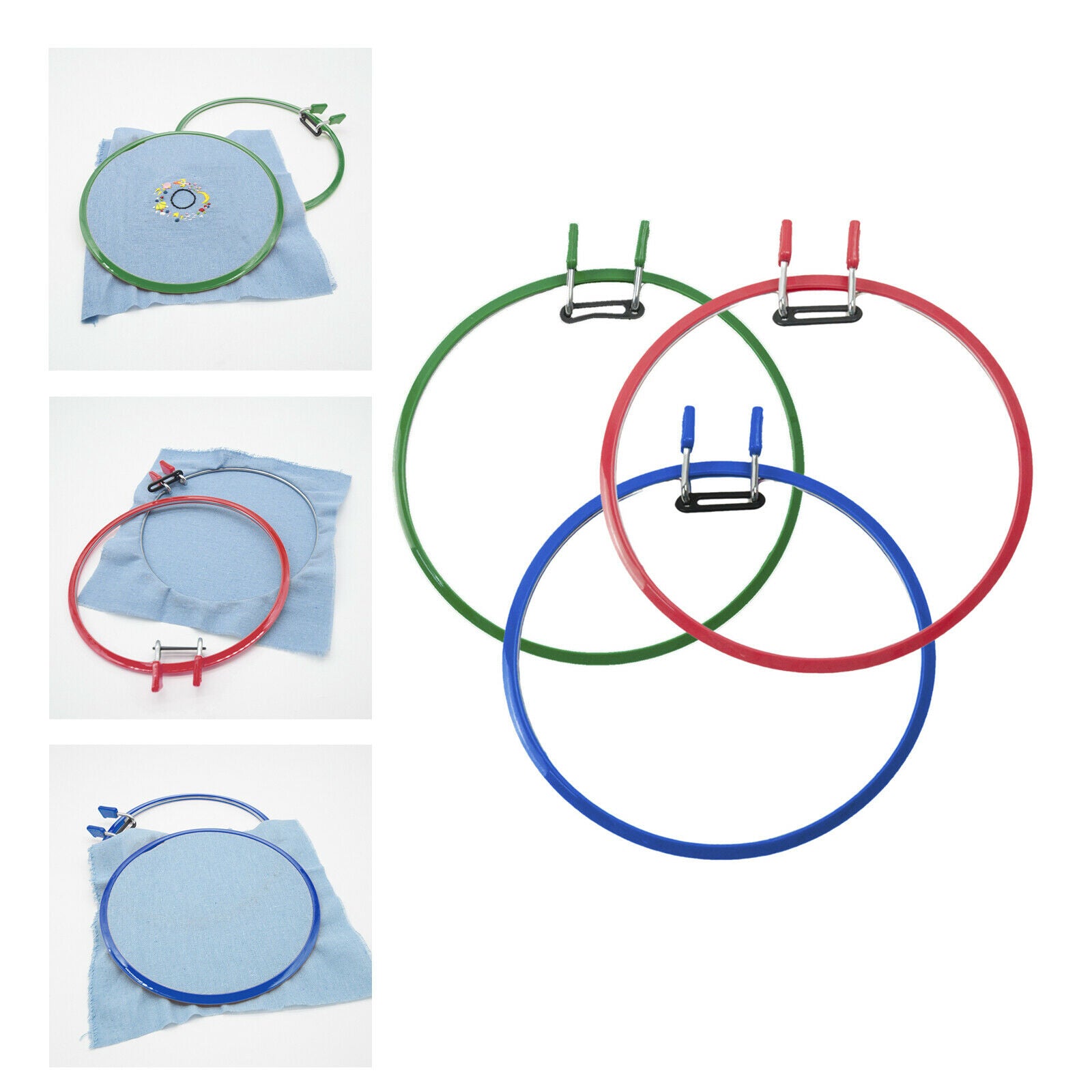 3pcs 8.7'' Embroidery Hoop Plastic Spring Tension Frame Kid's Art Household