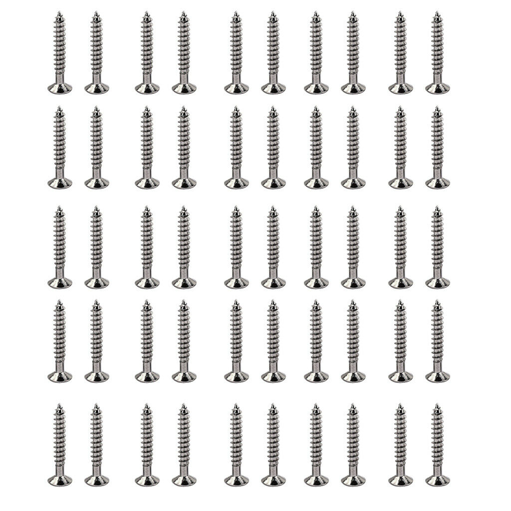 50 Pack Nickel Guitar Bridge Screws Tremolo Bridge Mounting Screws 3.5x25mm