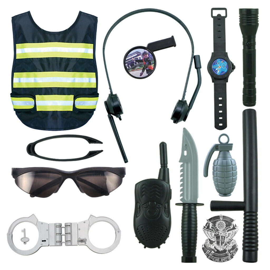 Kids Policemen Officer Vest Grenades Halloween Pretend Play Parts Gifts Set