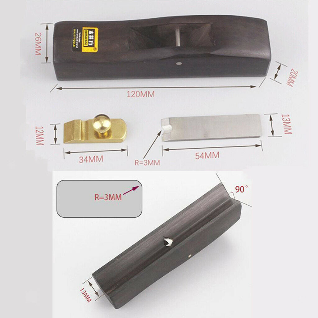 Ebony Mini Hand Planer Arc Bottom Edge Corner Plane Grooving Carpenter Tool