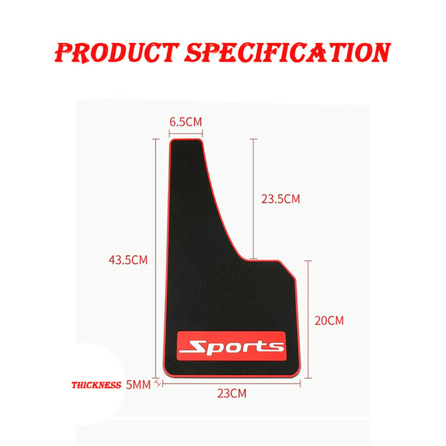 2PCS Sport Styling Mud Flaps Splash Guards Fender Mudflaps Soft Rubber Black