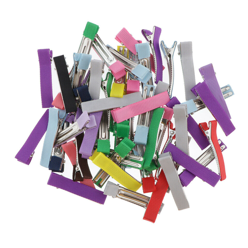 50x Colorful Alligator Clips Grils Women Hairclips DIY Bow Hair Jewelry