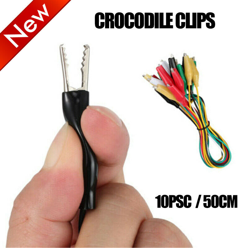 10x Electric Double Ended Alligator Crocodile Clips Test Lead Jumper Wires New