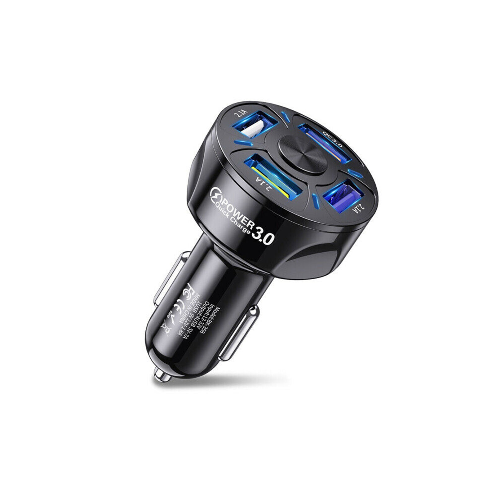 4-Port USB Car Charger Adapter LED Display QC3.0 Fast Good Adapter Charging