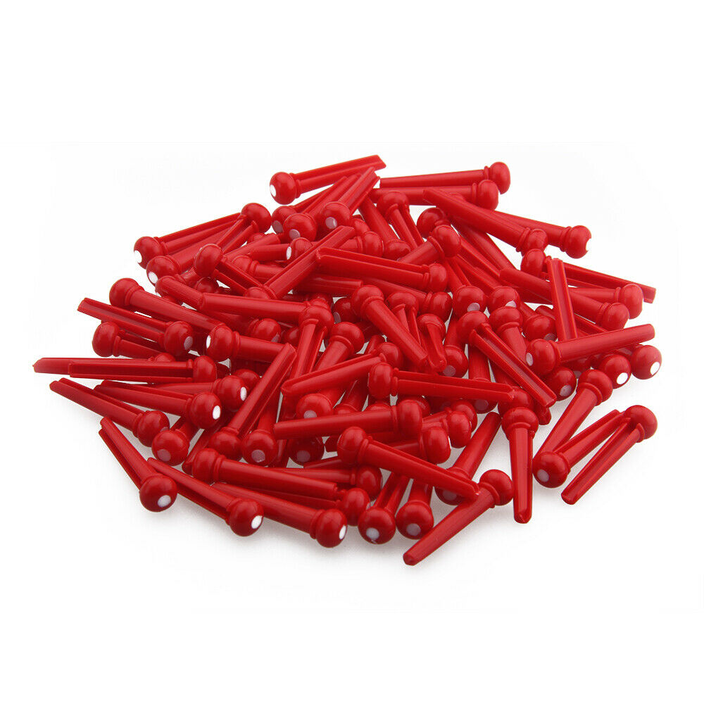 120 Pcs Acoustic Guitar Bridge Pin with White Dot Inaly Plastics Slotted Red