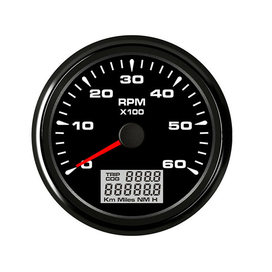 85mm Black Tachometer Car Marine Digital 6000RPM With LED Backlight Hourmeter US
