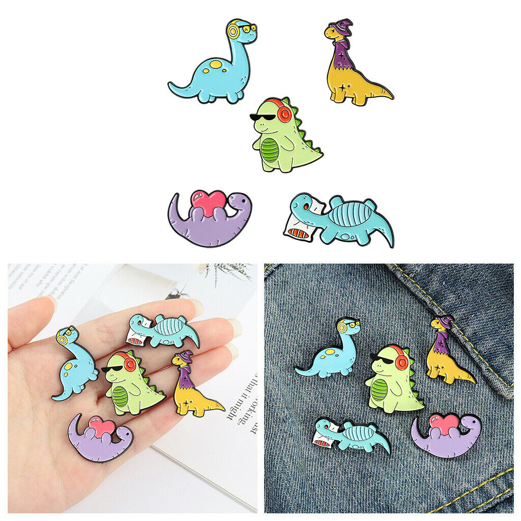 Dinosaur Enamel Pins Cute Pins Badges for Clothing Bags Backpacks 10Pcs