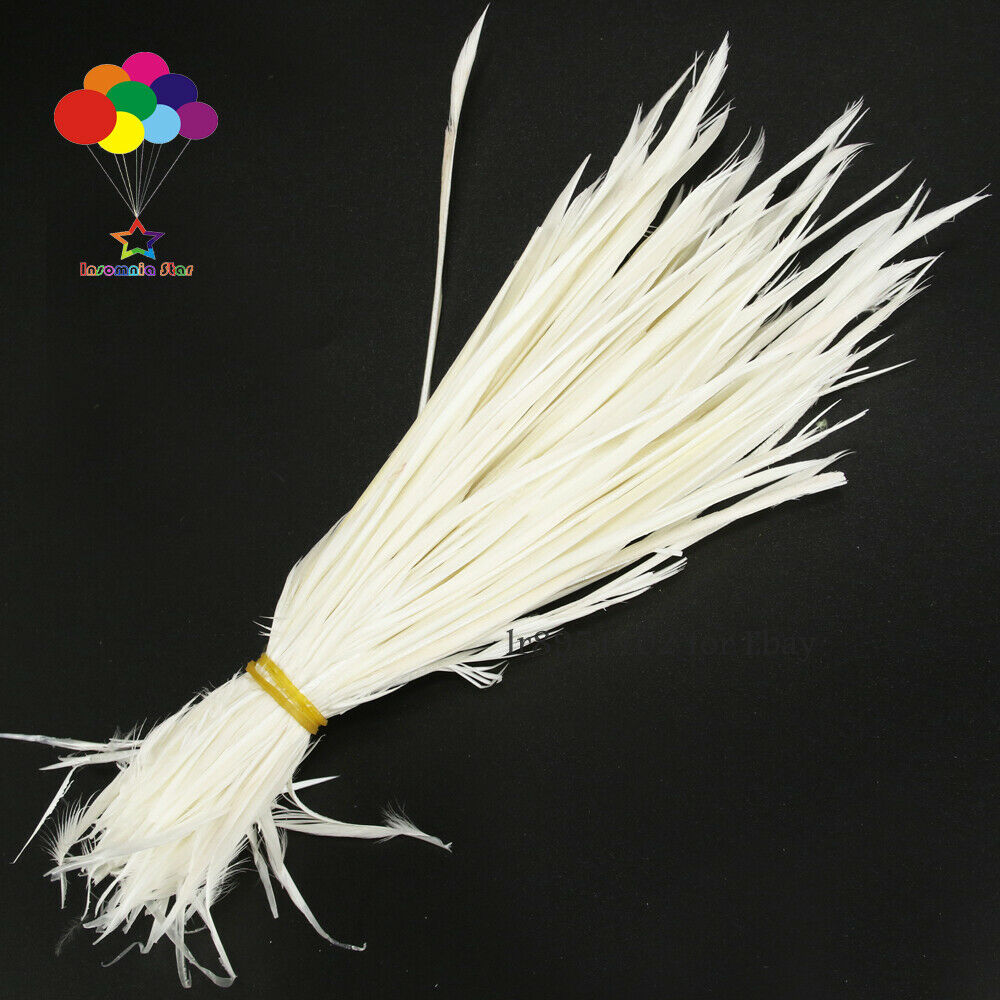 Goose Feathers 20-25cm 8-10 inch Carefully Crafted Smooth Dyed White Juju