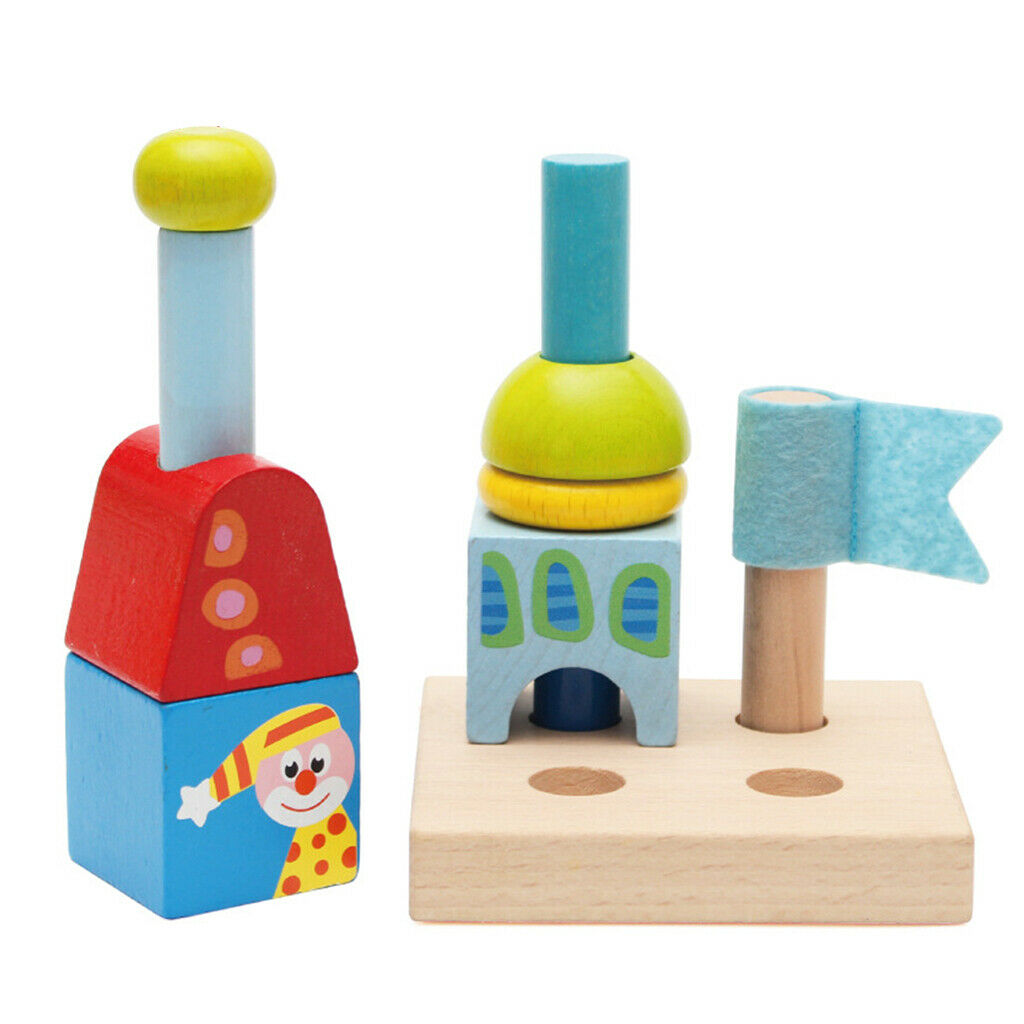 Color Shape Cognition Building Blocks, Wooden Toys Desktop Game Montessori