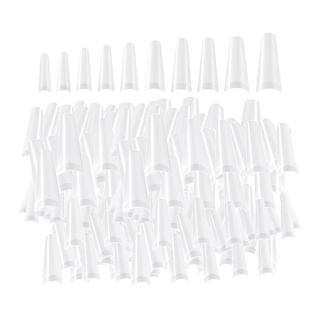 1000Pcs C Curve False Nails Half Cover Press on Nail Tips DIY 10 Sizes