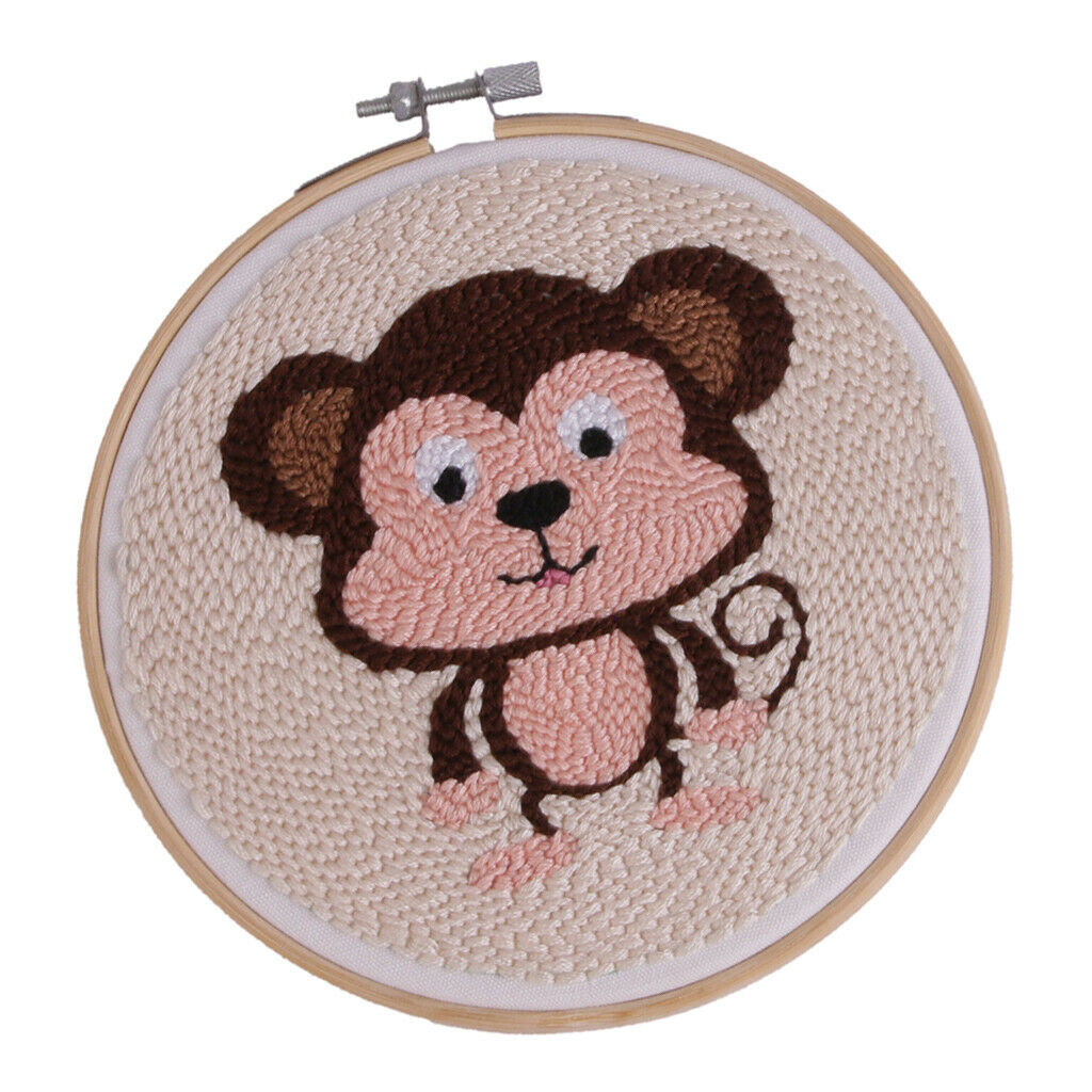 2Set DIY Animal Punch Embroidery Kits Handcraft w/ 15cm Hoop for Adults Kids