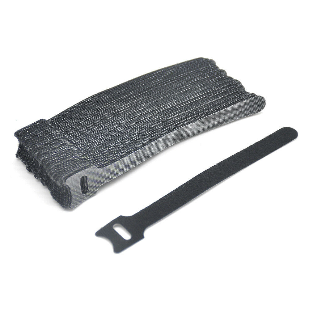 50X Black Nylon Strap Hook and Loop Cable Cord Ties Tidy Organizer Durable