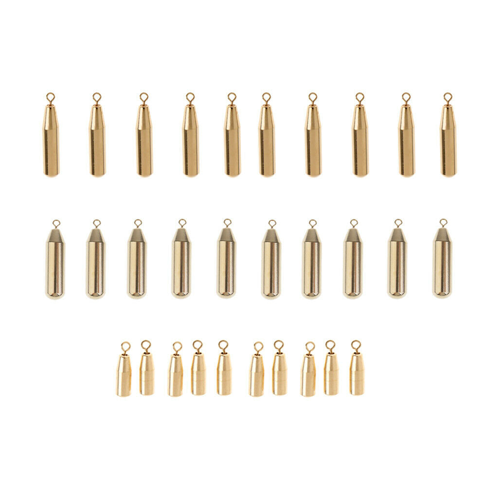30x Wholesale Golden Brass Sinker Weights Finesse Perch Pike 1.8g 5g 10g