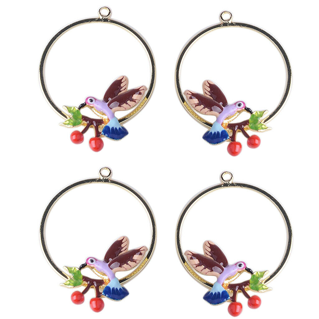 4x Cherry Bird Charms DIY Jewelry Pendants Earrings Findings Necklace Decor