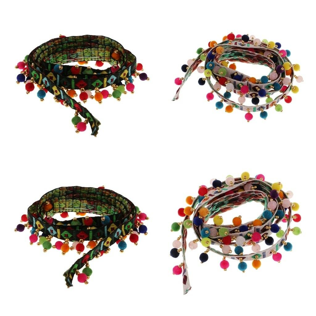 4Pcs Boho Fringe Lace Edge Trim Wedding Tassel Ribbon Applique Sewing Craft