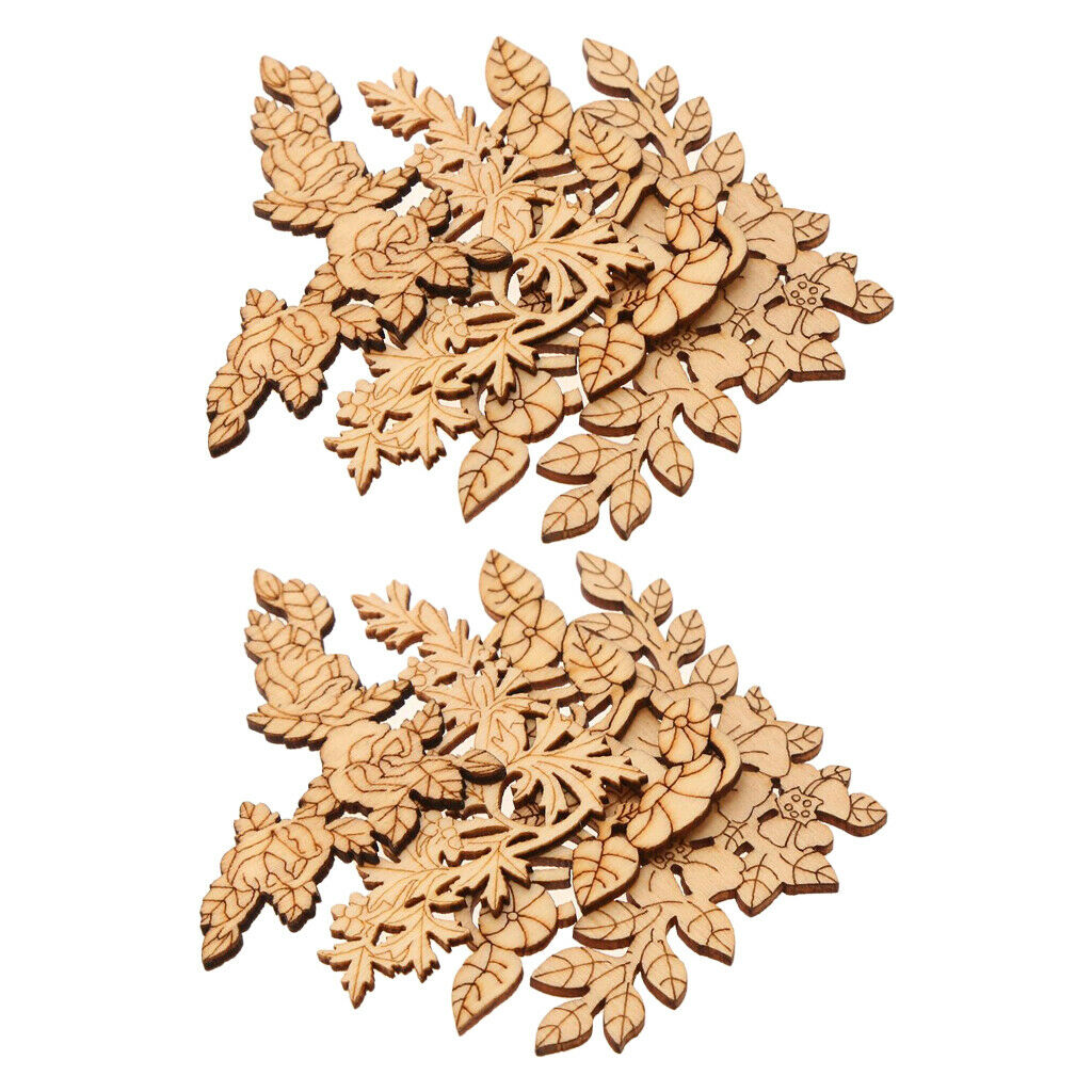8x Wood Carved Flower Applique Elegant Frame