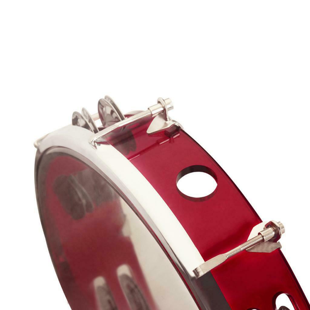 Hand Tambourine ABS Plastic Tambourine With Jingles Bell 10 '' - Red