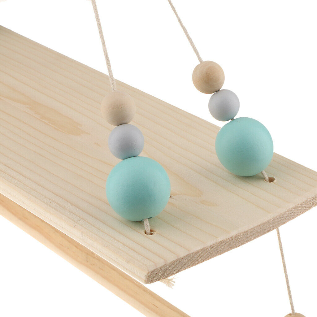 Wall Hanging Wooden Shelves Floating Wall Shelf Home Decor 2 Layers - Green