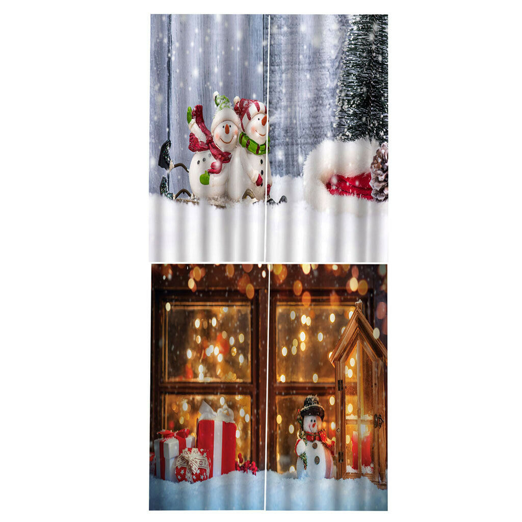 4 Panel Christmas Decorative Window Curtain for Christmas Home Kitchen