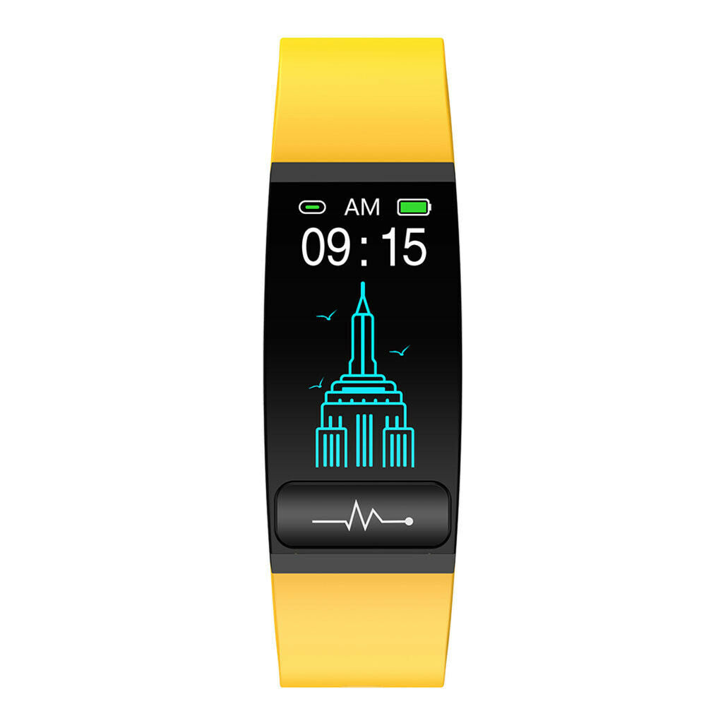 Smart Watch Tracker Body Temperature Blood Pressure Heart Rate IP67 Yellow