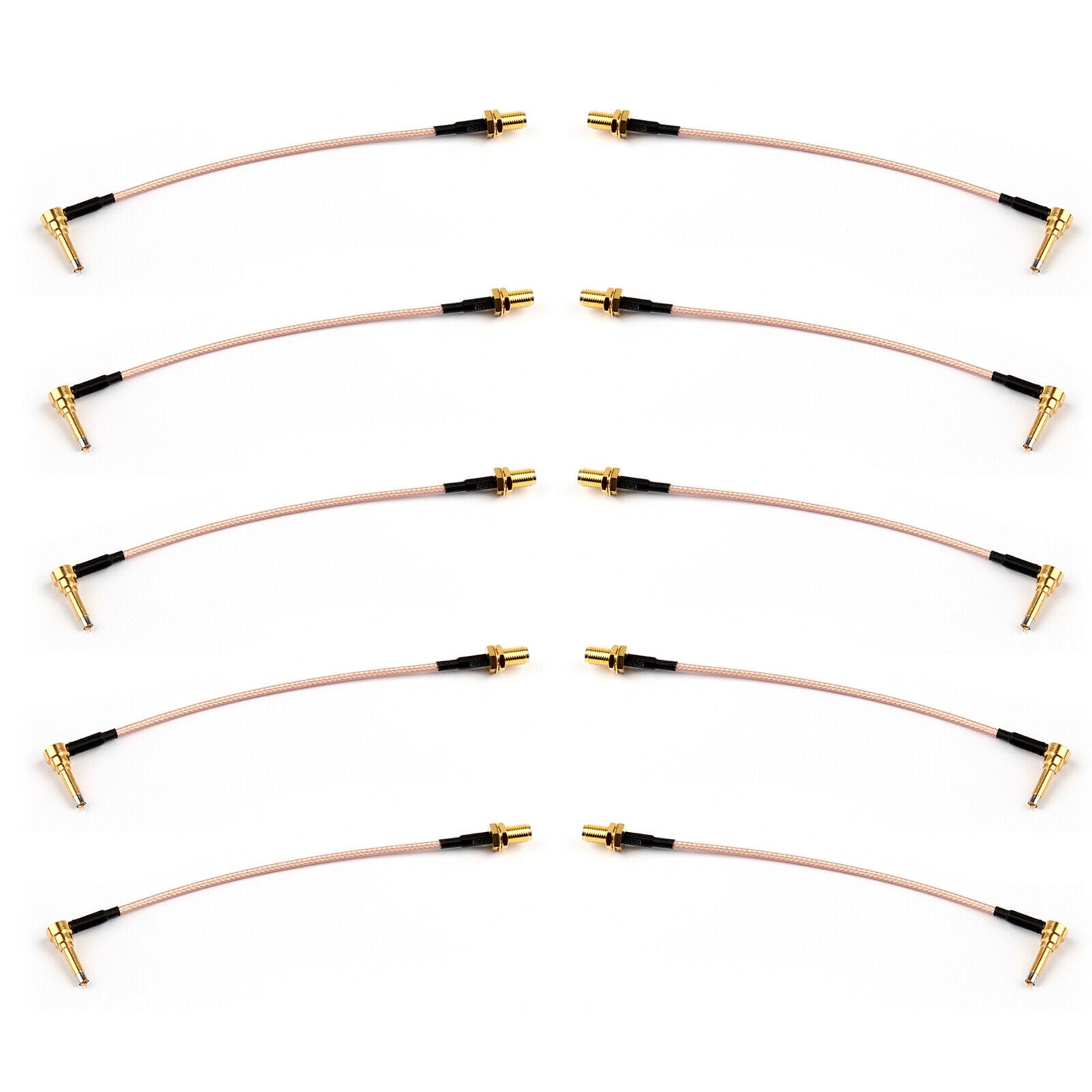 10PCS 30cm BNC Female Bulkhead to SMB Female RG316 RF Right Angle Pigtail Cable.