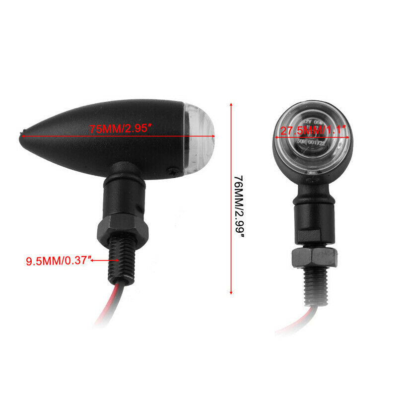 Motorcycle 12V LED 2 Wire Turn Signal Light Blinker Bullet Lamp Aluminum Alloy