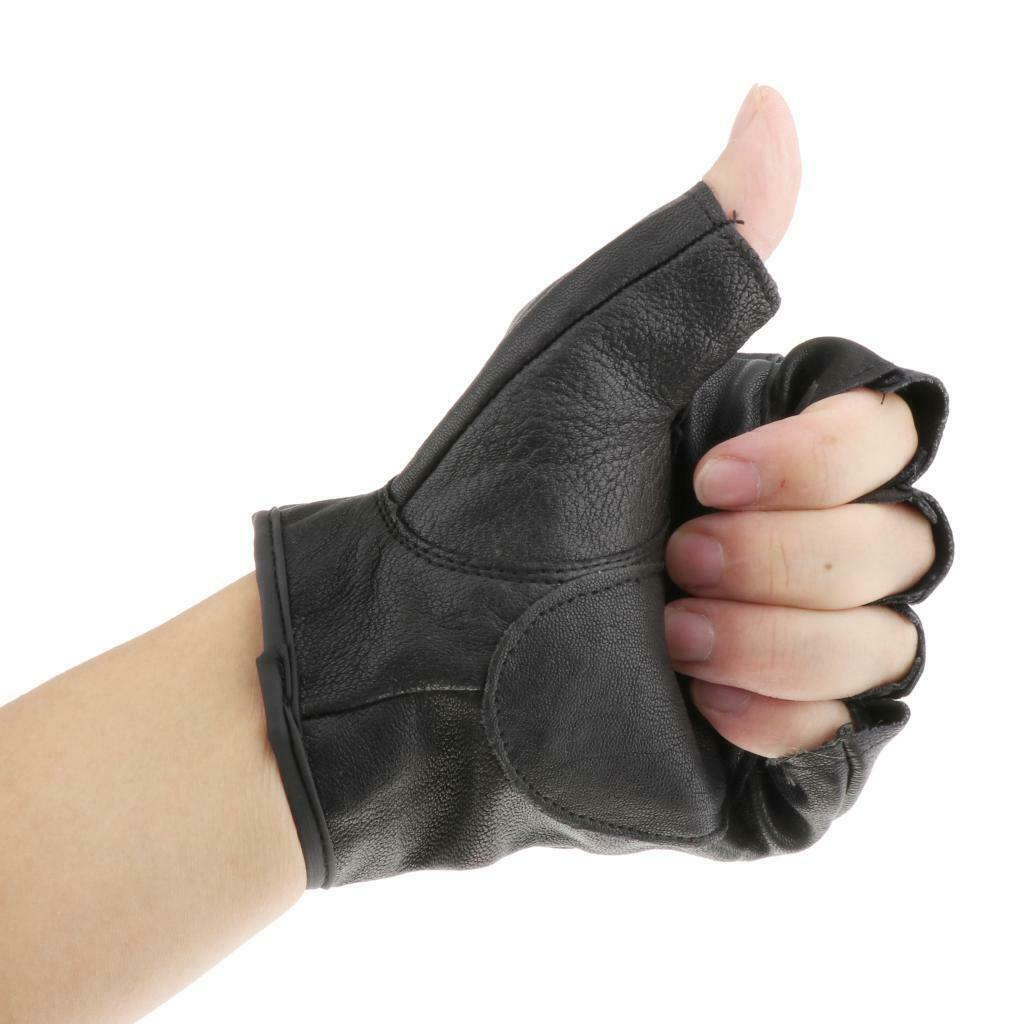 Cycle Premium Half-finger Motorcycle Gloves Made of Black Leather for Men