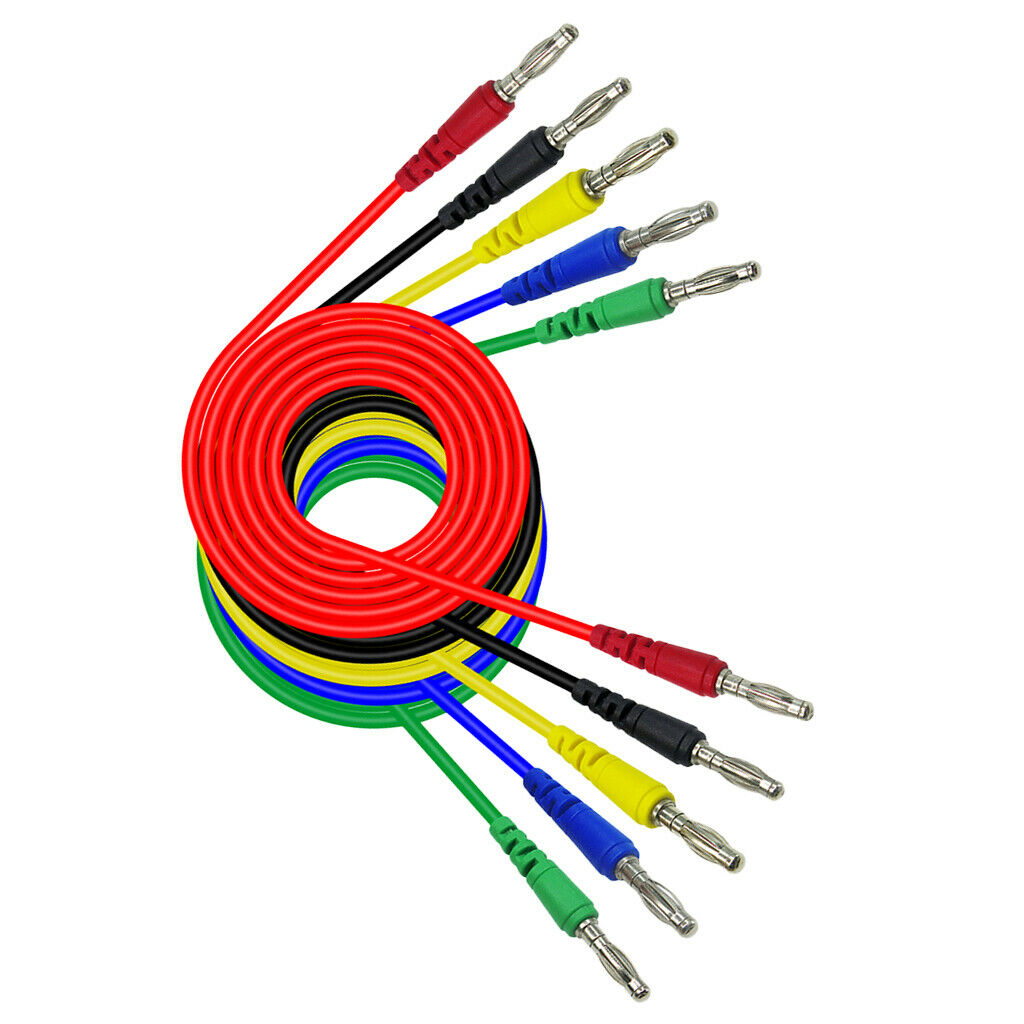 Set of 10, 4mm Banana Plug Silicone Test Cable Testing Wire f/ Multimeter 1M