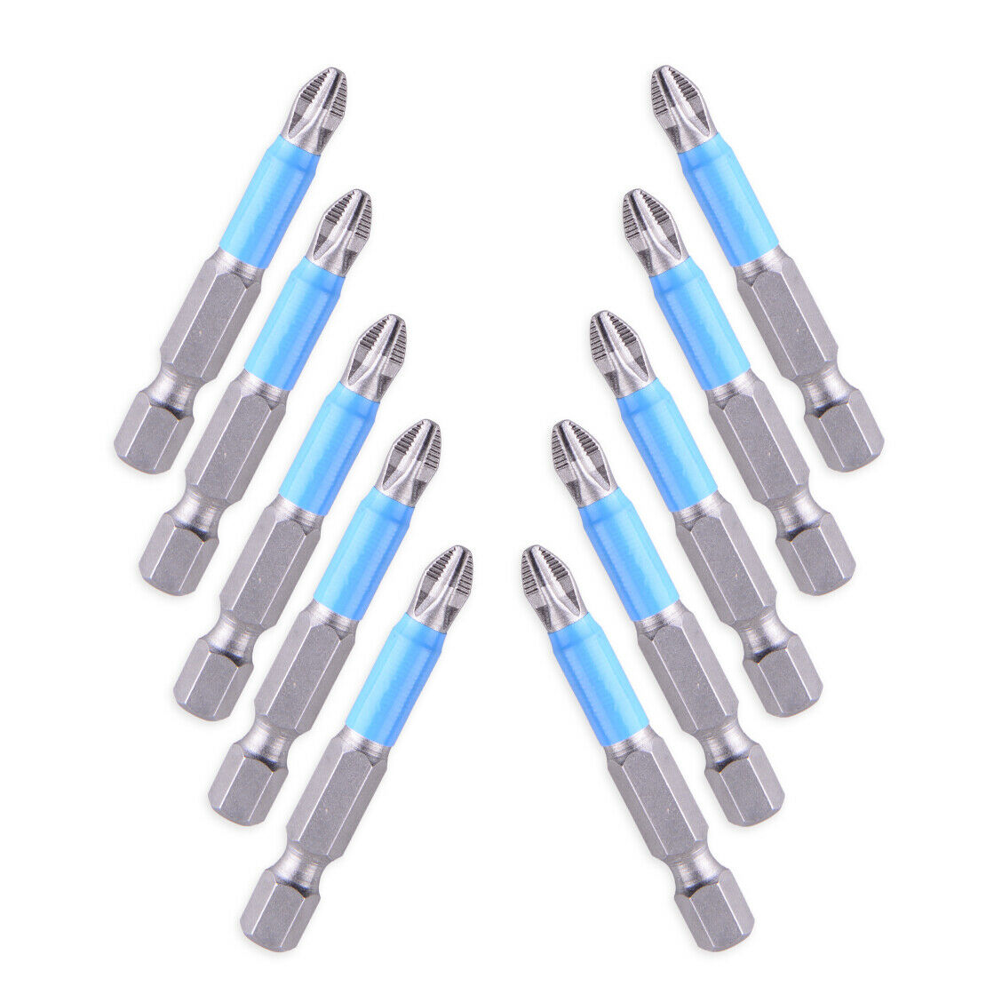 10x PH2 Electric Screwdriver Bits Hex Shank Magnetic Anti Slip Single Side An