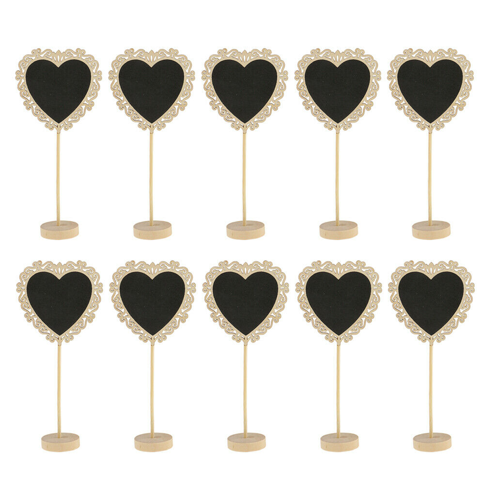 10 Pieces Heart Wooden Mini Floral Shape Blackboard Tags