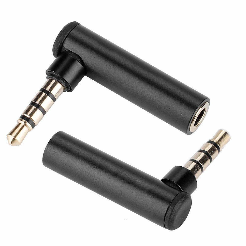 2PCS 3.5mm Male to Female Right Angle 90 Degree  Audio Adapter Jack Black New
