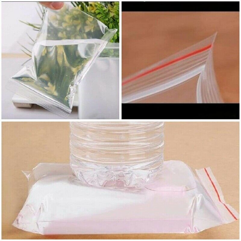 200 Grip Seal Bags Zipper Closure Bags Resealable Clear Plastic Food StorageA5G2